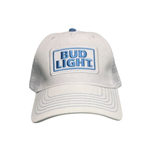 BUD LIGHT Mesh SnapBack Hat OSFA White & Baby Blue Logo - Picture 1 of 6